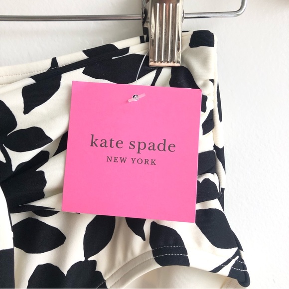 NWT ♠️ Kate Spade BLACK Floral belted High-Waist Bikini Swim Bottom | S - Picture 7 of 10